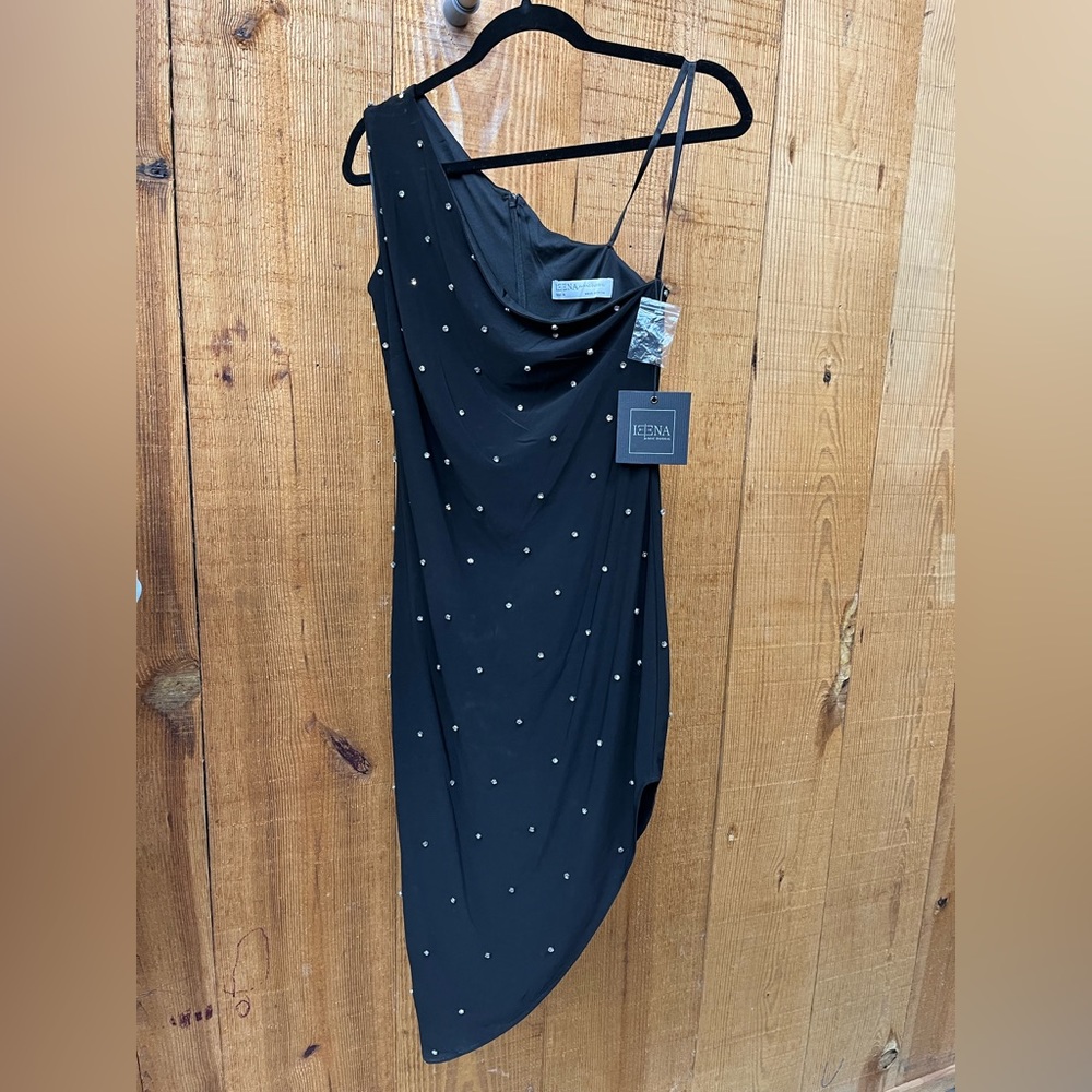 Ieena Asymmetric Pearl Midi-Dress